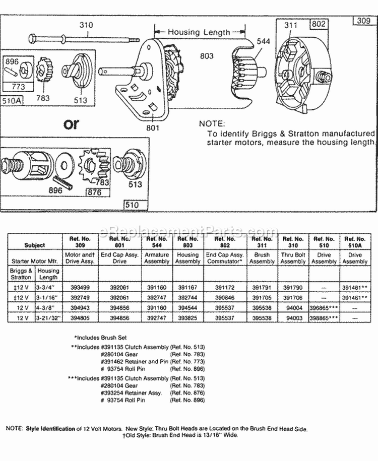 Electric Starter And Chart Diagram and Parts List for 253417-0133-99  Briggs and Stratton Engine